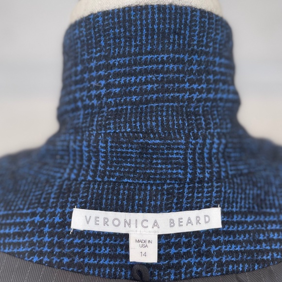 Veronica Beard Black/Blue Plaid Cutaway Dickey Jacket sz 14 - Picture 7 of 11